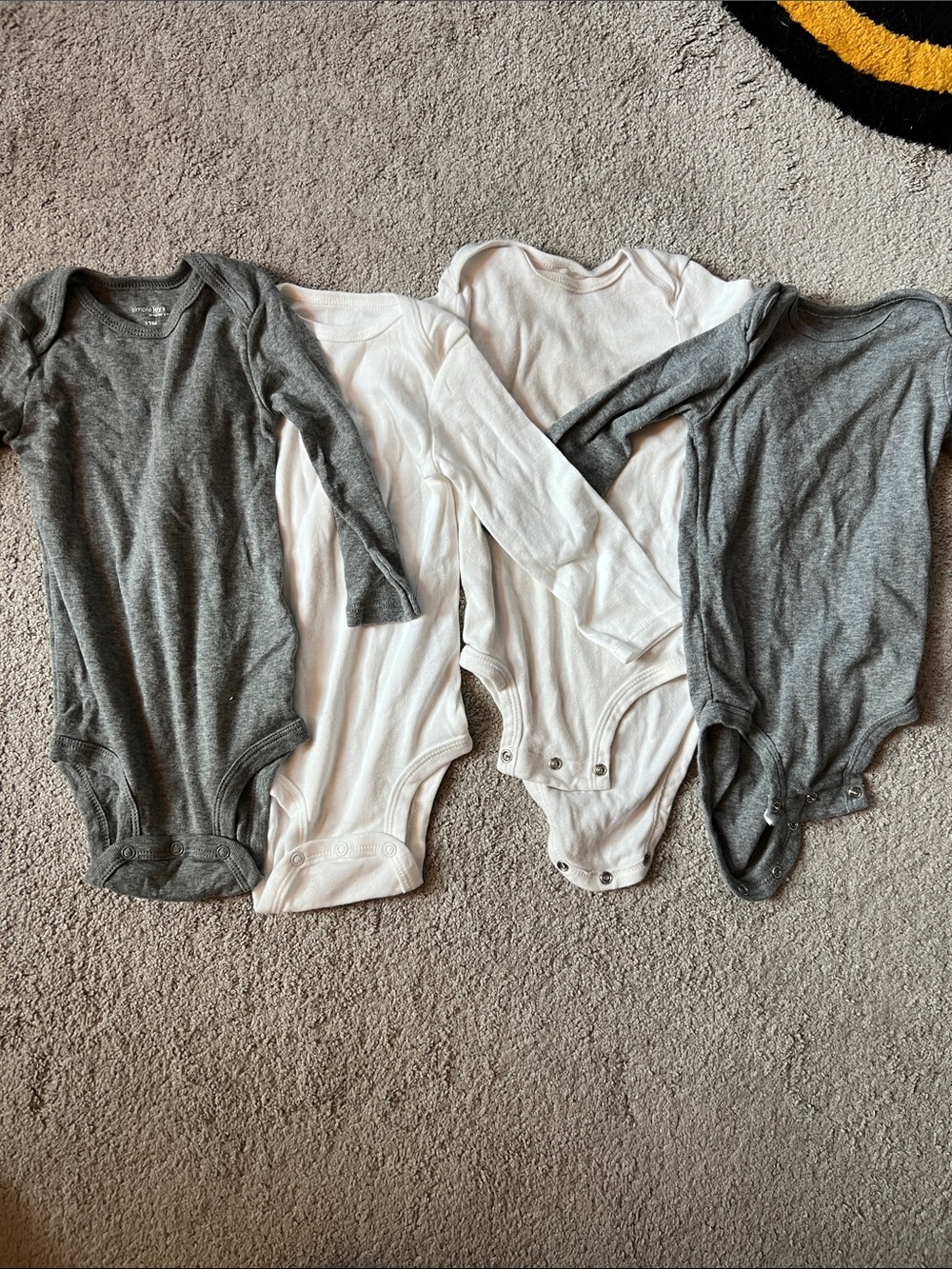 Basic Long-Sleeve Baby Bodysuit Pack - White & Gray